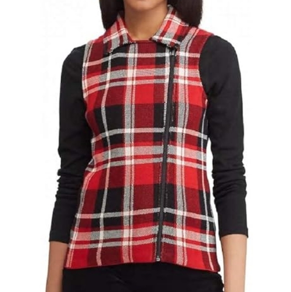 Chaps Plaid Moto Sweater Vest - Picture 7 of 7